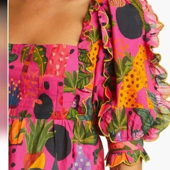 NWT FARM RIO POP LEOPARDS Short Sleeve Top BLOUSE Pink S - Picture 6 of 10